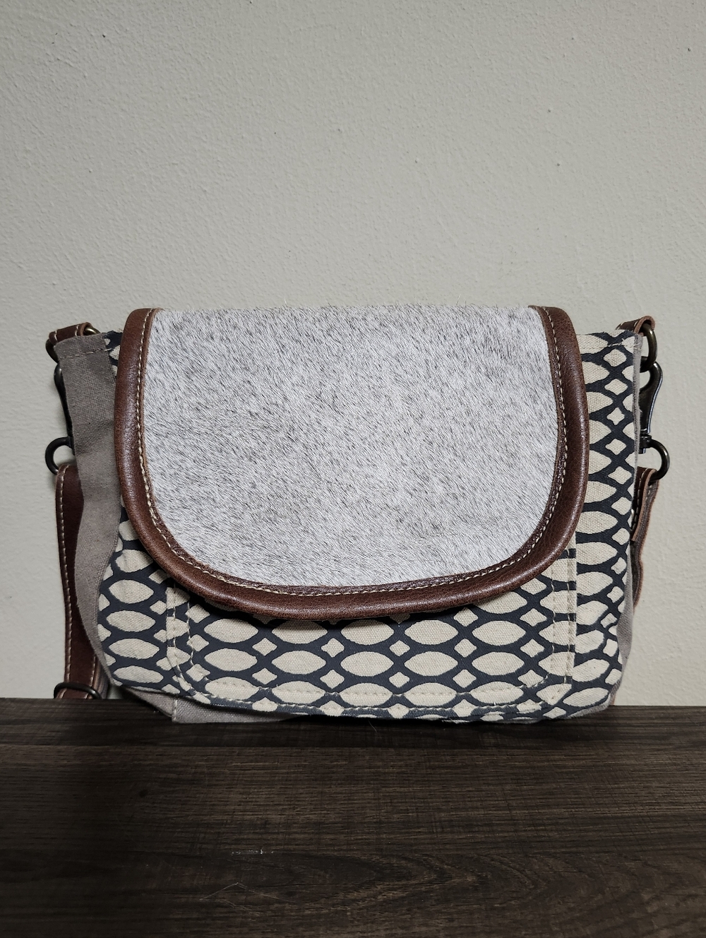 Myra Bag Hairon Flap Honey Bee Design Crossbody Purse. 